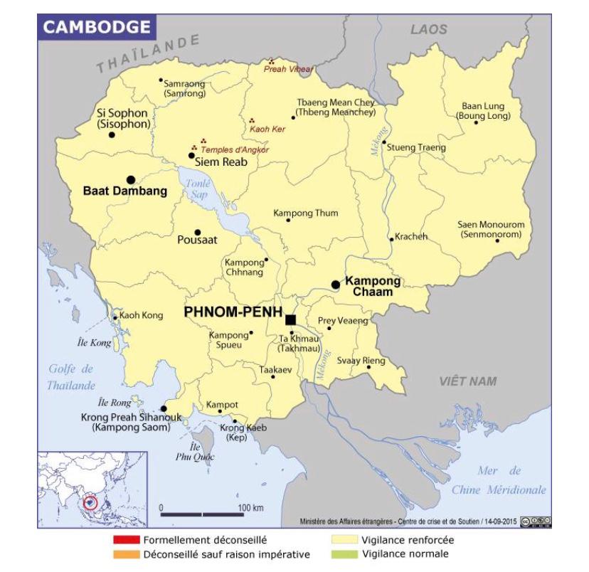 carte itineraire pour le  Cambodge