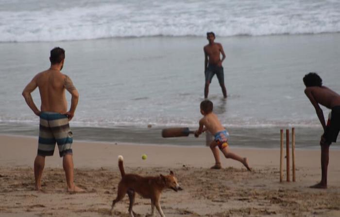 partie de criket sur la plage